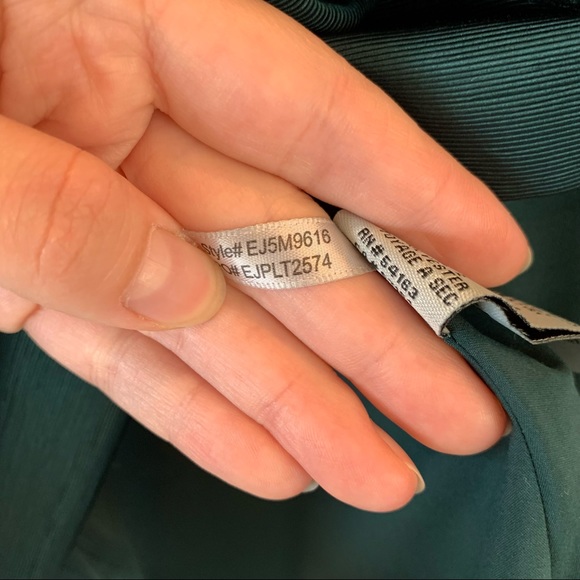 Eliza J Sz 10 Lace Fit & Flare Dress Dark Green V Neck 3/4 Sleeve Cocktail - Picture 7 of 8